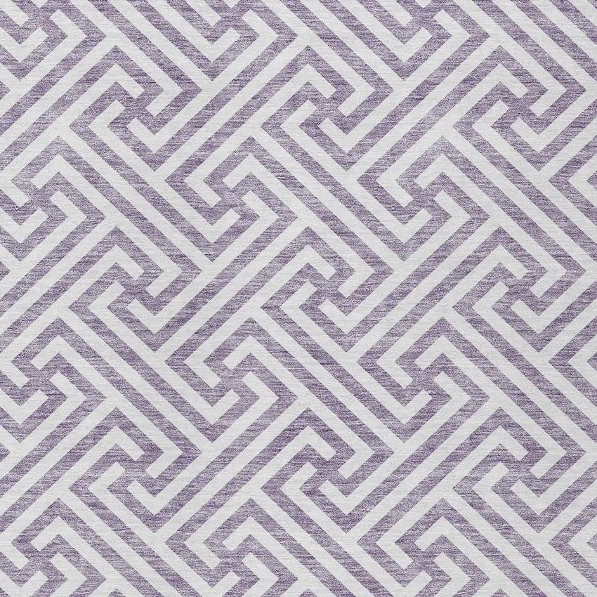 Purple And Ivory Geometric Washable Indoor Outdoor Area Rug Photo 5