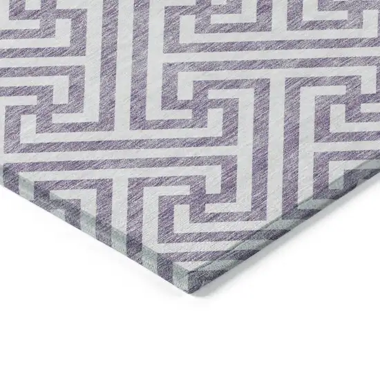 Purple And Ivory Geometric Washable Indoor Outdoor Area Rug Photo 3