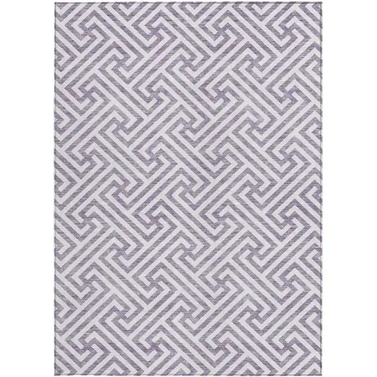 Purple And Ivory Geometric Washable Indoor Outdoor Area Rug Photo 6