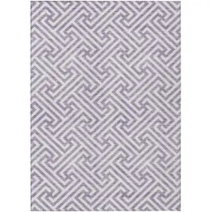 Photo of Purple And Ivory Geometric Washable Indoor Outdoor Area Rug