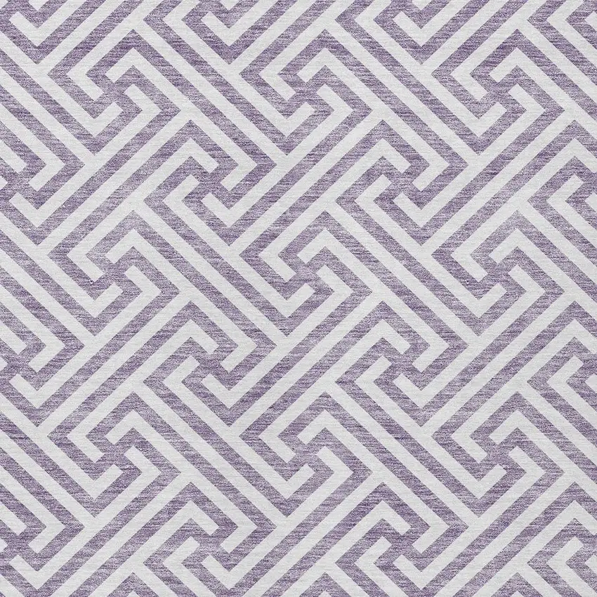 Purple And Ivory Geometric Washable Indoor Outdoor Area Rug Photo 5