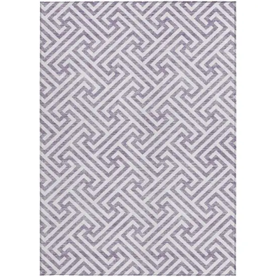 Purple And Ivory Geometric Washable Indoor Outdoor Area Rug Photo 5