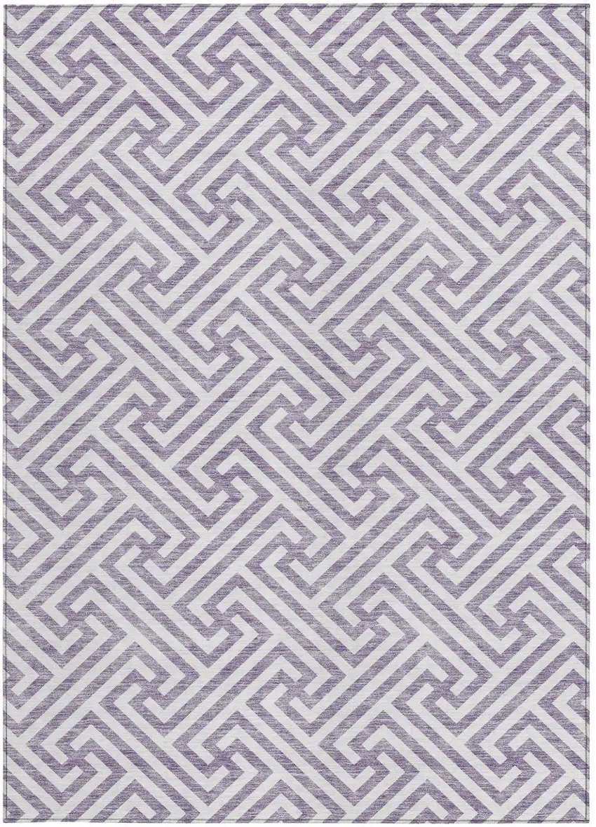 Purple And Ivory Geometric Washable Indoor Outdoor Area Rug Photo 5