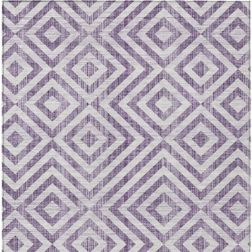 Purple And Ivory Geometric Washable Indoor Outdoor Area Rug Photo 6