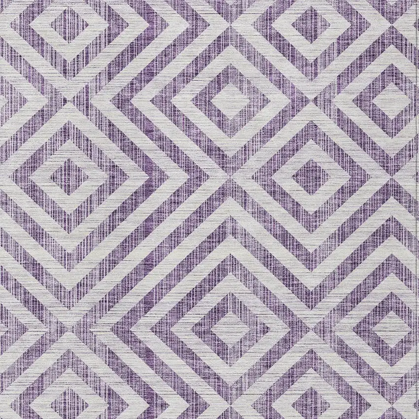 Purple And Ivory Geometric Washable Indoor Outdoor Area Rug Photo 5