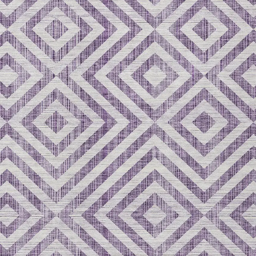 Purple And Ivory Geometric Washable Indoor Outdoor Area Rug Photo 6