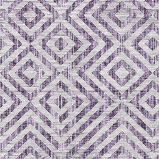 Purple And Ivory Geometric Washable Indoor Outdoor Area Rug Photo 5