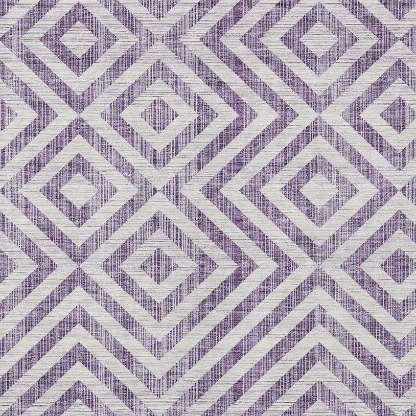 Purple And Ivory Geometric Washable Indoor Outdoor Area Rug Photo 5