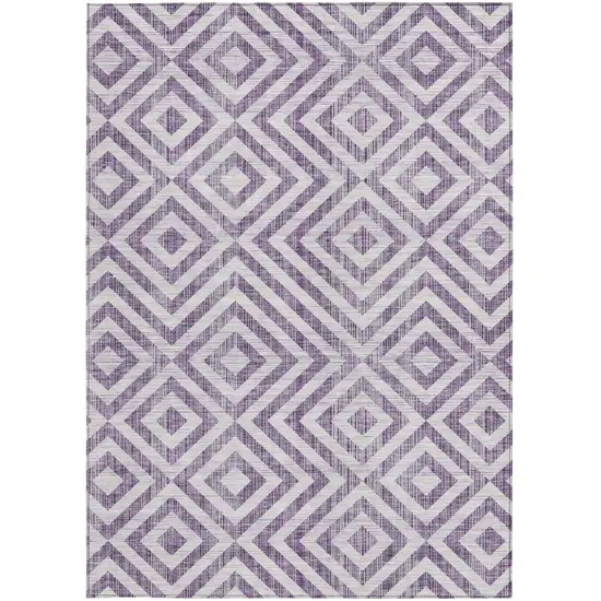 Purple And Ivory Geometric Washable Indoor Outdoor Area Rug Photo 7