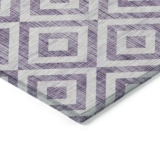 Purple And Ivory Geometric Washable Indoor Outdoor Area Rug Photo 3