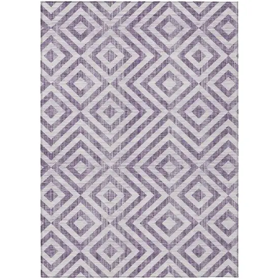 Purple And Ivory Geometric Washable Indoor Outdoor Area Rug Photo 1