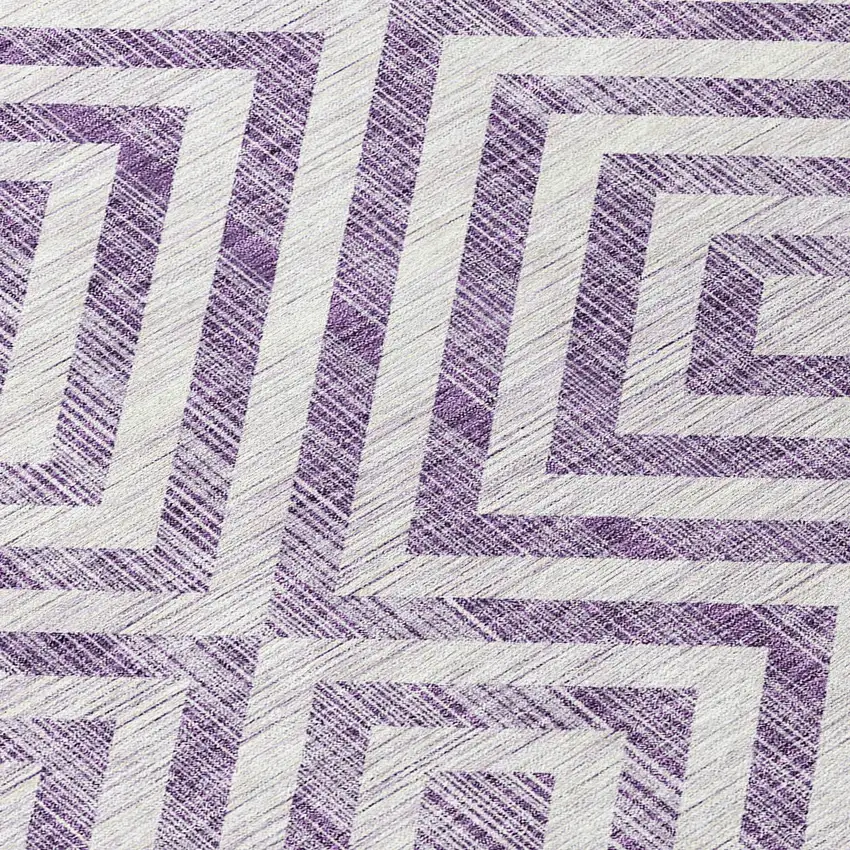 Purple And Ivory Geometric Washable Indoor Outdoor Area Rug Photo 5