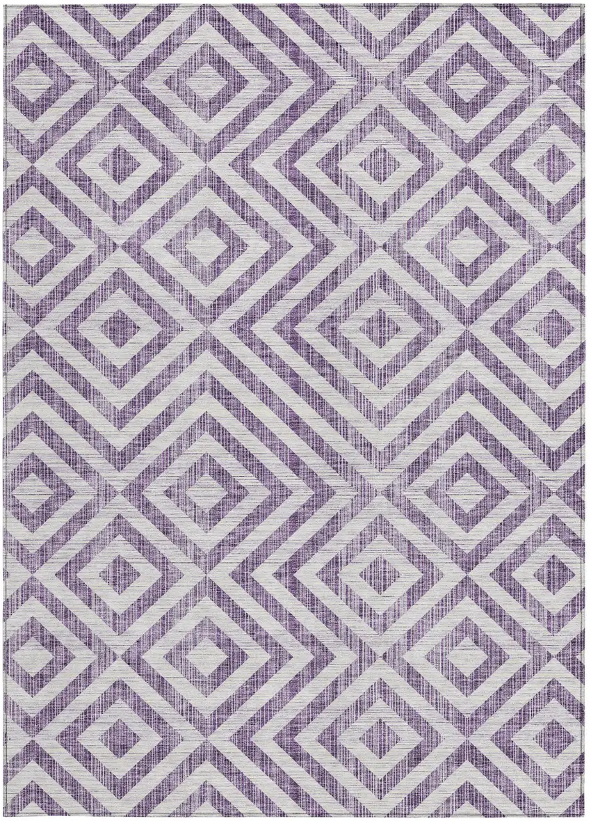 Purple And Ivory Geometric Washable Indoor Outdoor Area Rug Photo 6