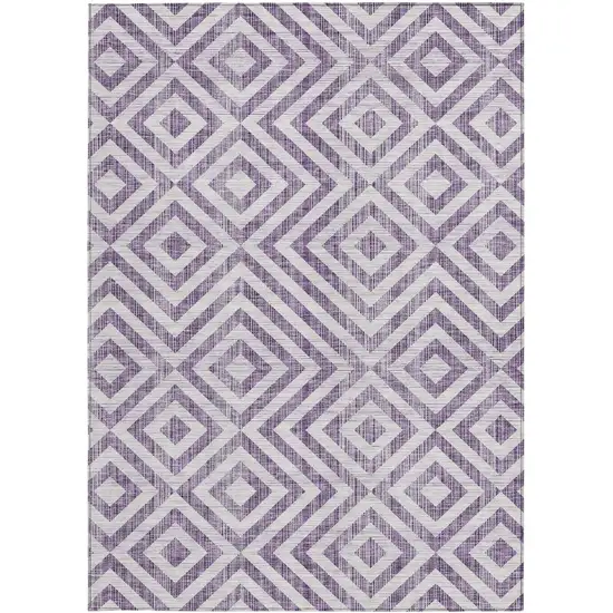 Purple And Ivory Geometric Washable Indoor Outdoor Area Rug Photo 6