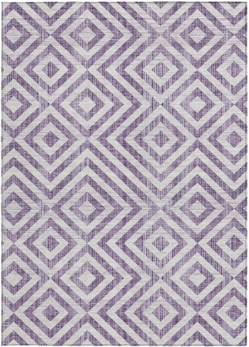 Purple And Ivory Geometric Washable Indoor Outdoor Area Rug Photo 6