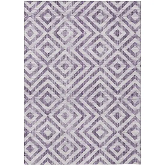 Purple And Ivory Geometric Washable Indoor Outdoor Area Rug Photo 1