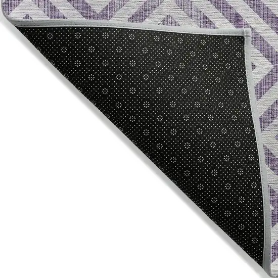 Purple And Ivory Geometric Washable Indoor Outdoor Area Rug Photo 2