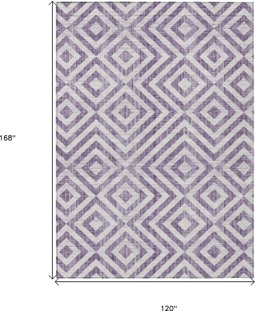 Purple And Ivory Geometric Washable Indoor Outdoor Area Rug Photo 3