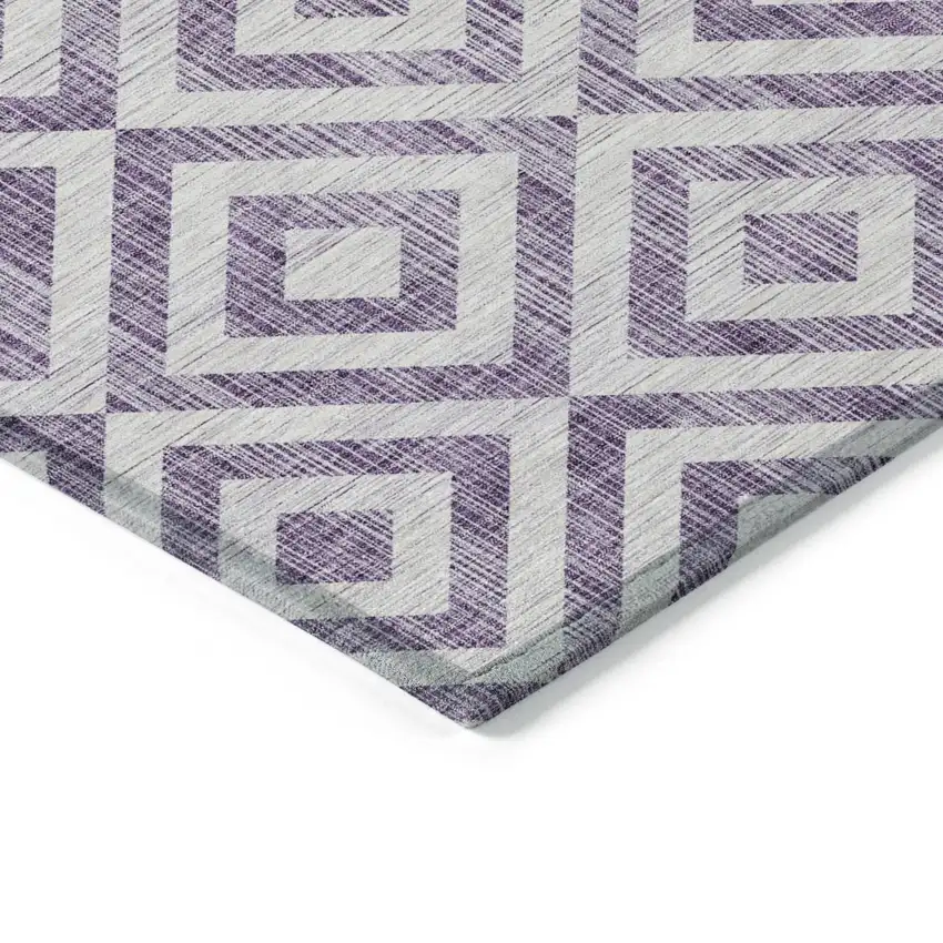 Purple And Ivory Geometric Washable Indoor Outdoor Area Rug Photo 4