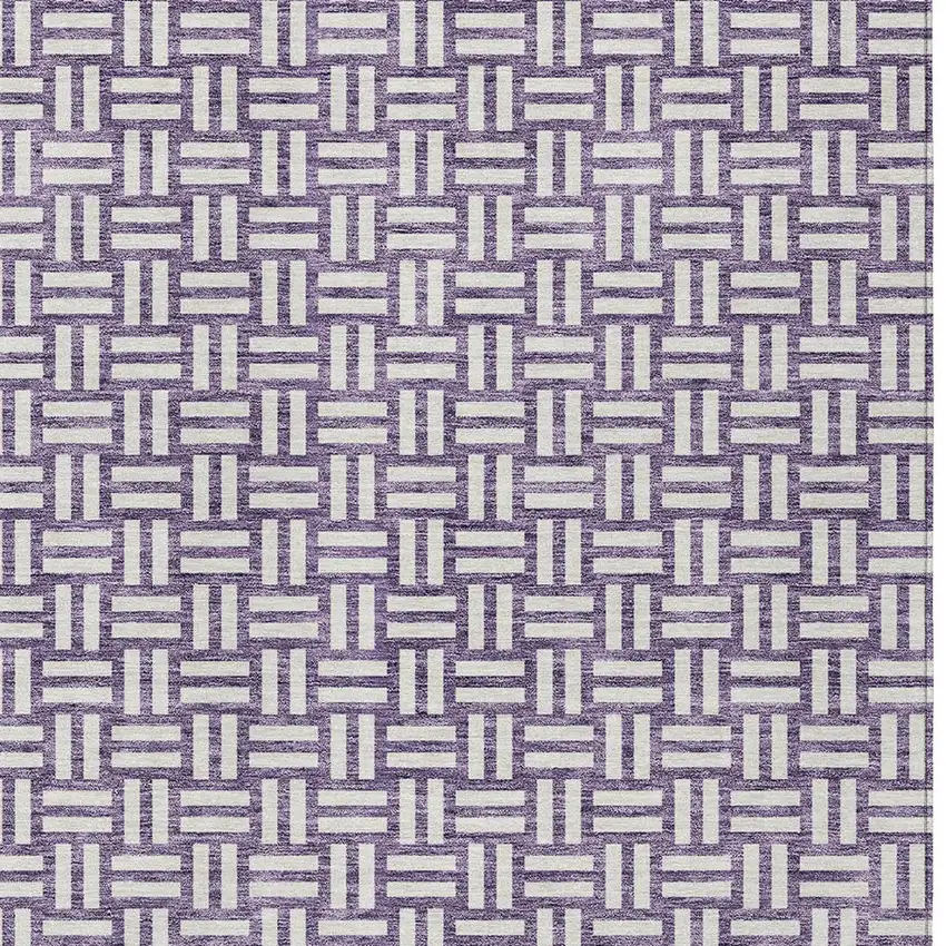 Purple And Ivory Geometric Washable Indoor Outdoor Area Rug Photo 6