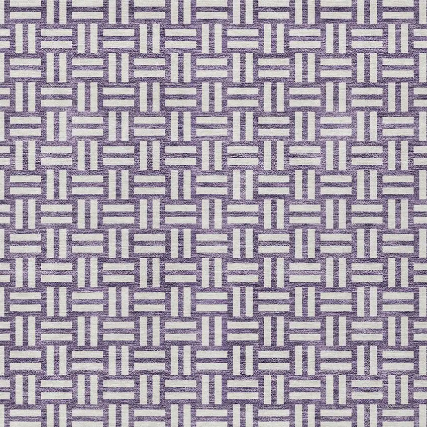 Purple And Ivory Geometric Washable Indoor Outdoor Area Rug Photo 6