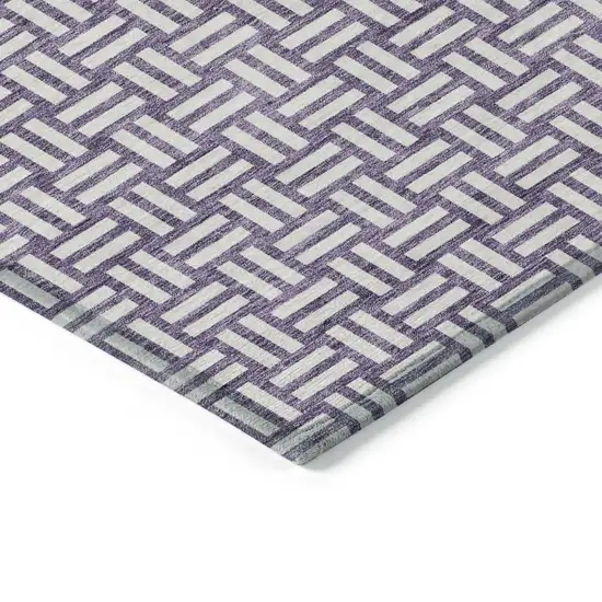 Purple And Ivory Geometric Washable Indoor Outdoor Area Rug Photo 5