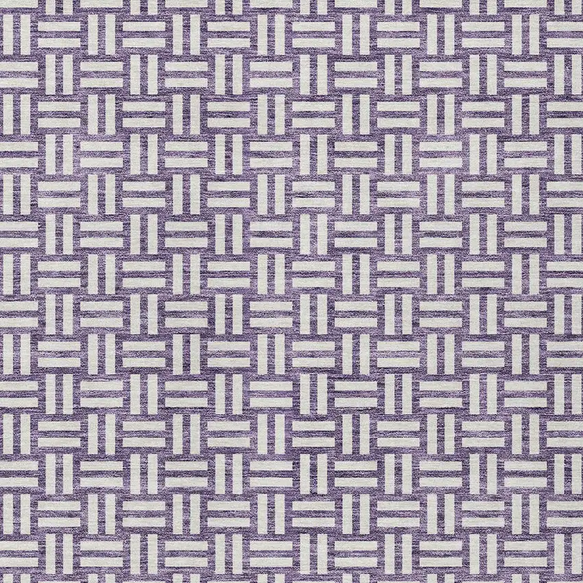 Purple And Ivory Geometric Washable Indoor Outdoor Area Rug Photo 6