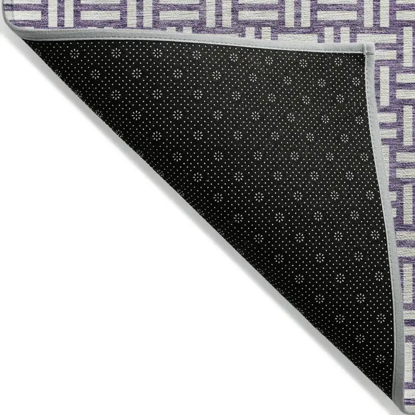 Purple And Ivory Geometric Washable Indoor Outdoor Area Rug Photo 4