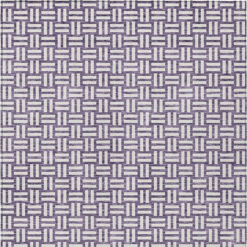 Purple And Ivory Geometric Washable Indoor Outdoor Area Rug Photo 7