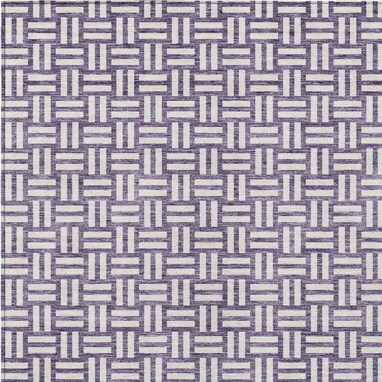 Purple And Ivory Geometric Washable Indoor Outdoor Area Rug Photo 6