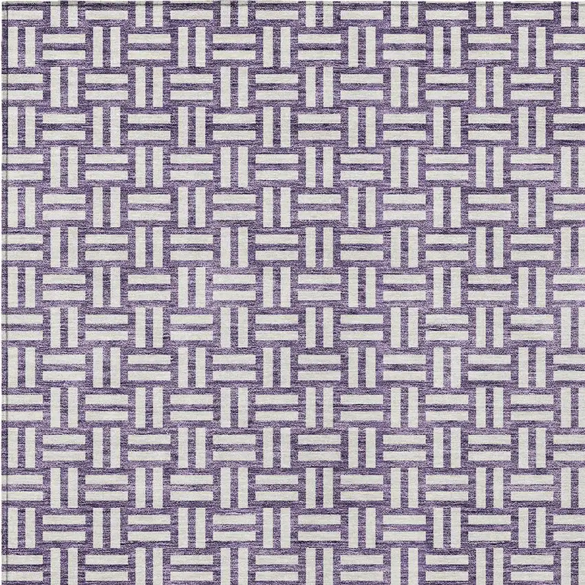 Purple And Ivory Geometric Washable Indoor Outdoor Area Rug Photo 6