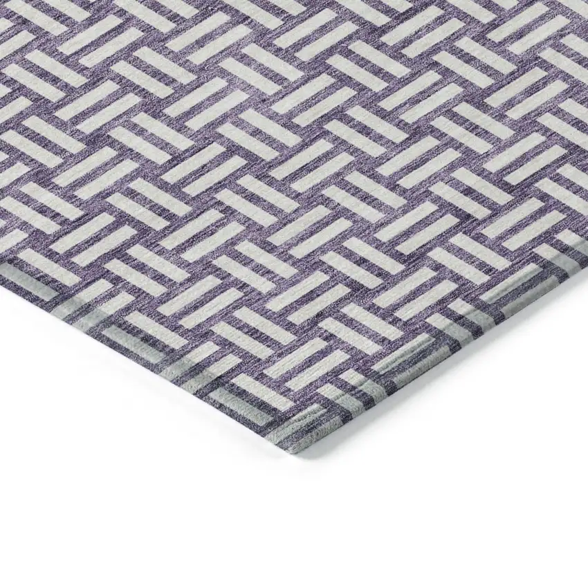 Purple And Ivory Geometric Washable Indoor Outdoor Area Rug Photo 5