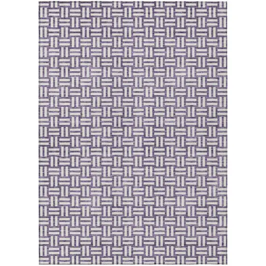 Purple And Ivory Geometric Washable Indoor Outdoor Area Rug Photo 2