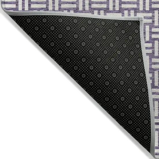 Purple And Ivory Geometric Washable Indoor Outdoor Area Rug Photo 4