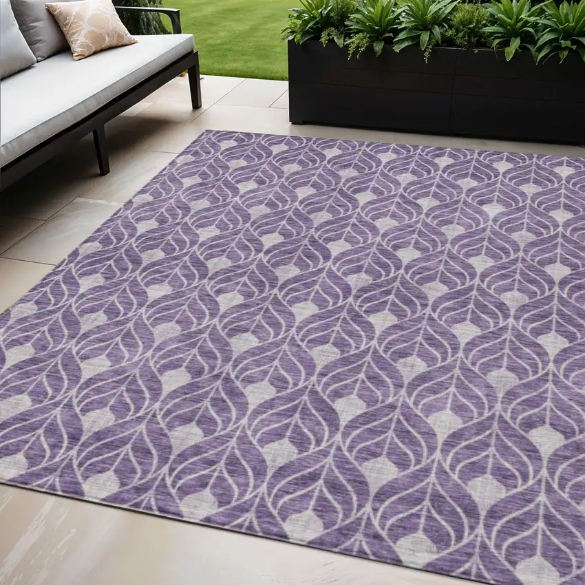 Purple And Ivory Geometric Washable Indoor Outdoor Area Rug Photo 1