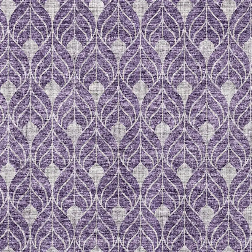 Purple And Ivory Geometric Washable Indoor Outdoor Area Rug Photo 5