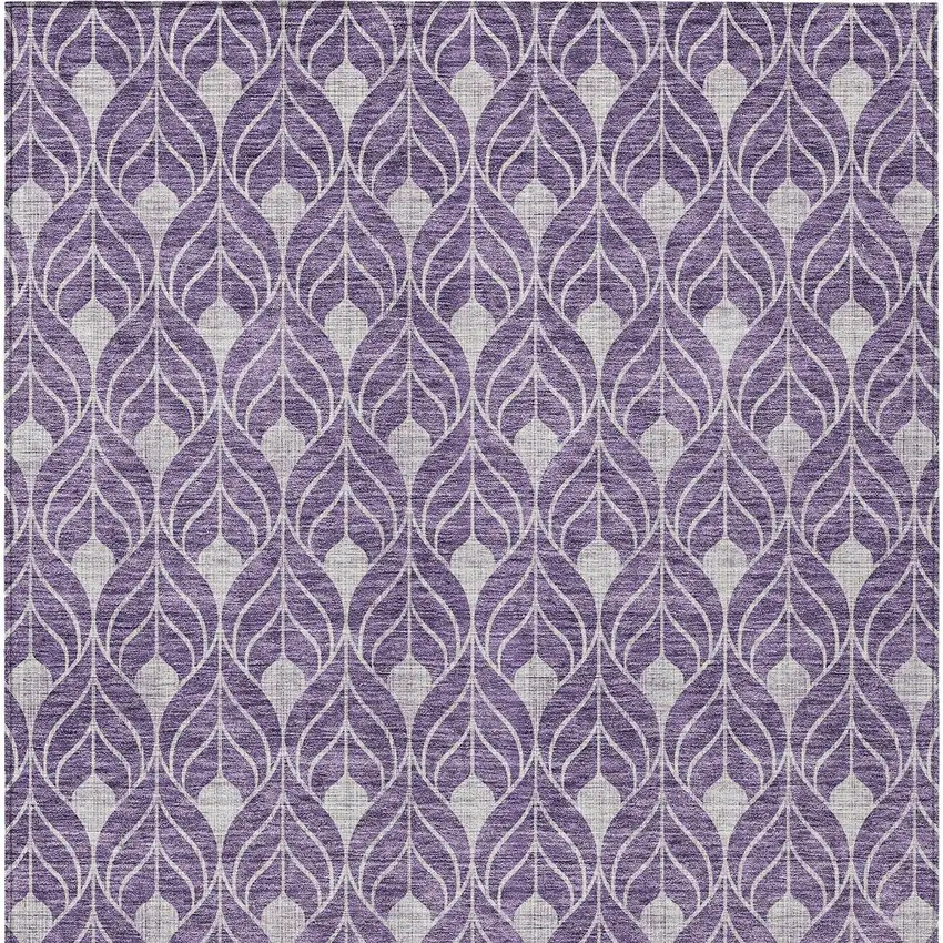 Purple And Ivory Geometric Washable Indoor Outdoor Area Rug Photo 6