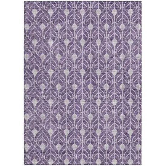 Purple And Ivory Geometric Washable Indoor Outdoor Area Rug Photo 6