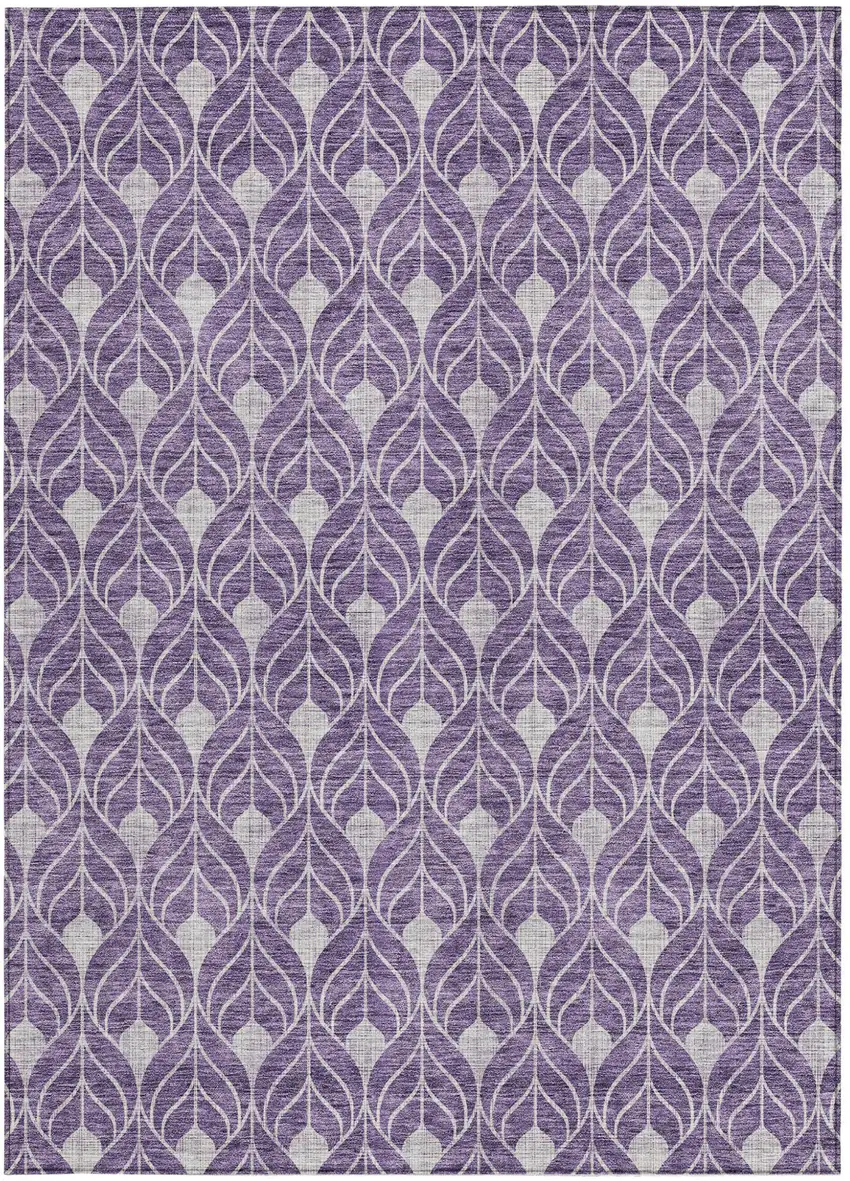 Purple And Ivory Geometric Washable Indoor Outdoor Area Rug Photo 6