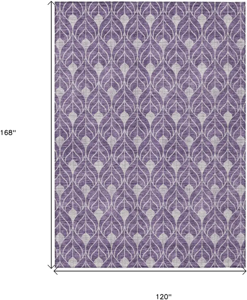 Purple And Ivory Geometric Washable Indoor Outdoor Area Rug Photo 3