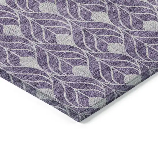 Purple And Ivory Geometric Washable Indoor Outdoor Area Rug Photo 4
