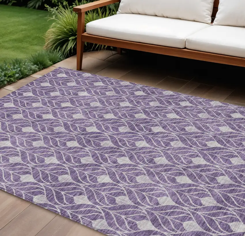 Purple And Ivory Geometric Washable Indoor Outdoor Area Rug Photo 1