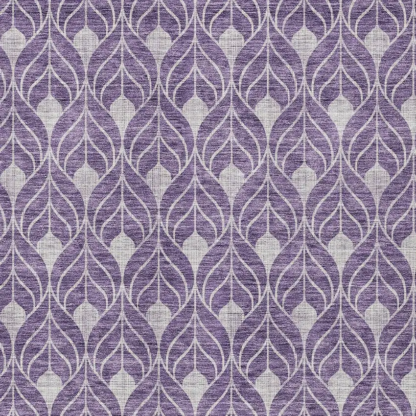 Purple And Ivory Geometric Washable Indoor Outdoor Area Rug Photo 5