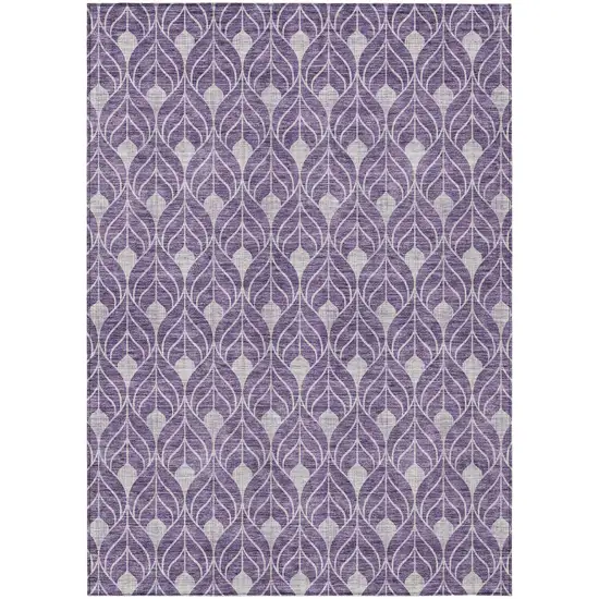 Purple And Ivory Geometric Washable Indoor Outdoor Area Rug Photo 2
