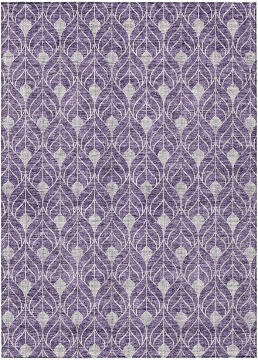 Purple And Ivory Geometric Washable Indoor Outdoor Area Rug Photo 2