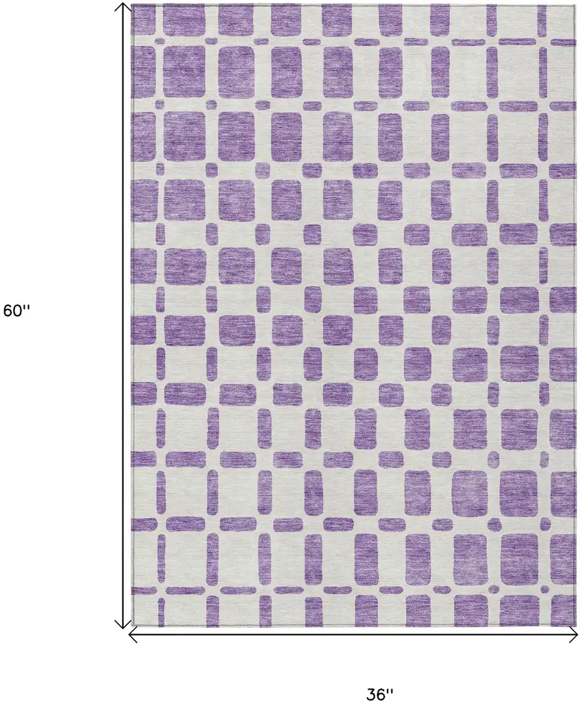 Purple And Ivory Geometric Washable Indoor Outdoor Area Rug Photo 3