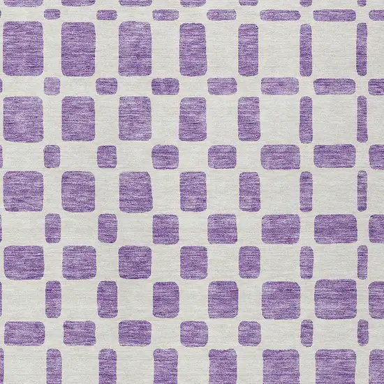 Purple And Ivory Geometric Washable Indoor Outdoor Area Rug Photo 6