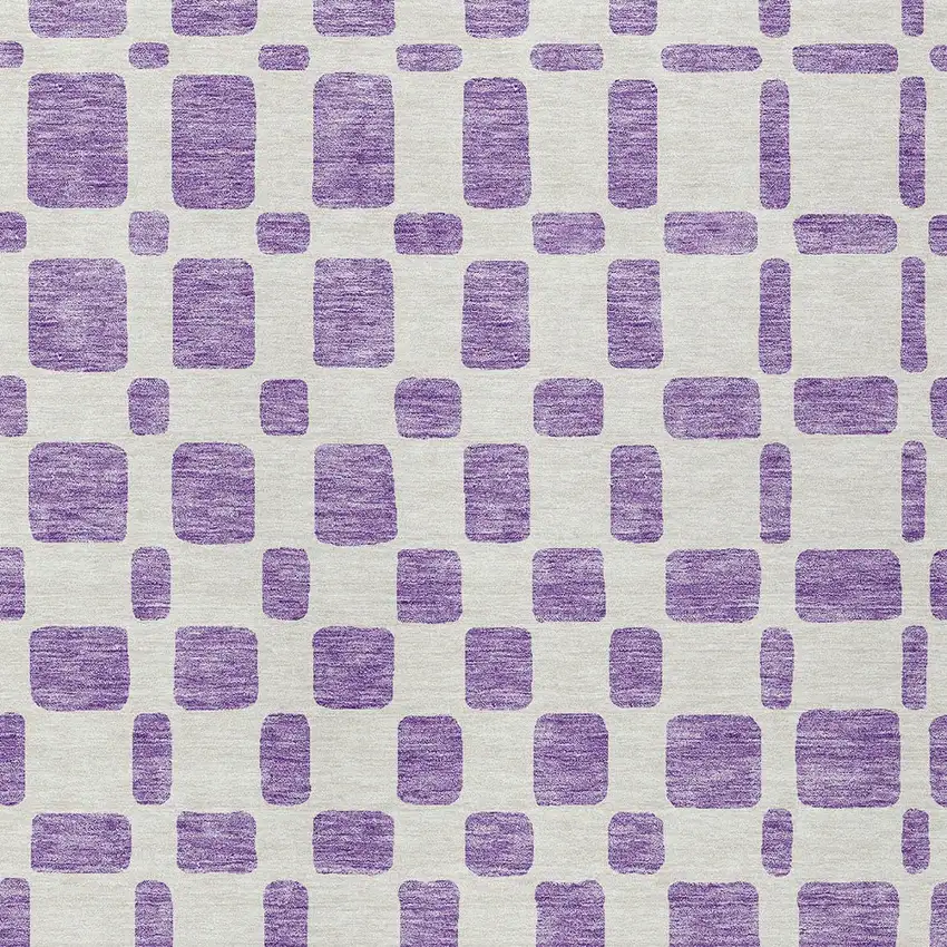 Purple And Ivory Geometric Washable Indoor Outdoor Area Rug Photo 6