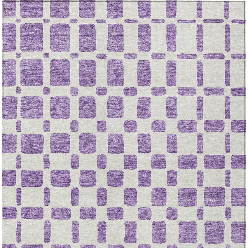 Purple And Ivory Geometric Washable Indoor Outdoor Area Rug Photo 7