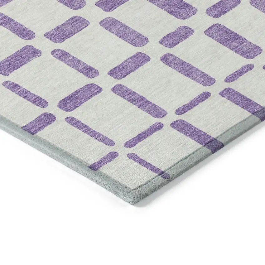 Purple And Ivory Geometric Washable Indoor Outdoor Area Rug Photo 5